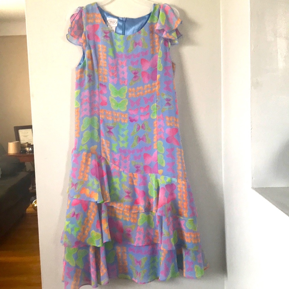 Girls Talbots kids butterfly dress size 12